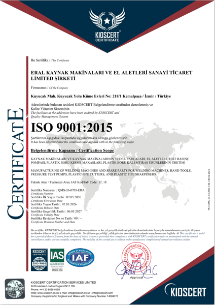 ISO 9001:2015 Kalite Yönetim Sistemi